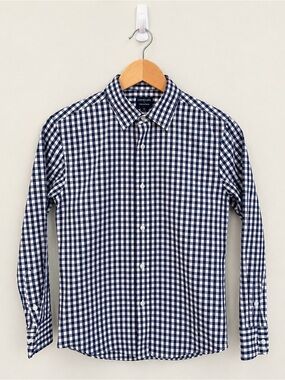 J.Crew Crewcuts Thompson Navy Gingham Button Down Shirt Boys Size 12